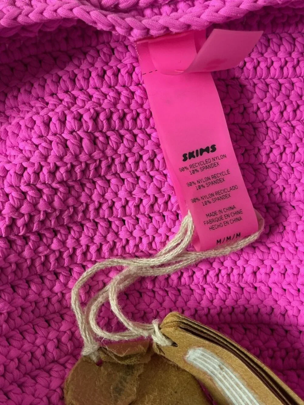 Skims Taffy Pink Crochet Knit Tie Swim Mini Skirt NWT M